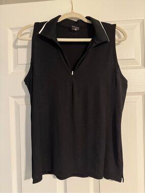 CALIA by Carrie Underwood Sleeveless Black Tank with White Collar Trim